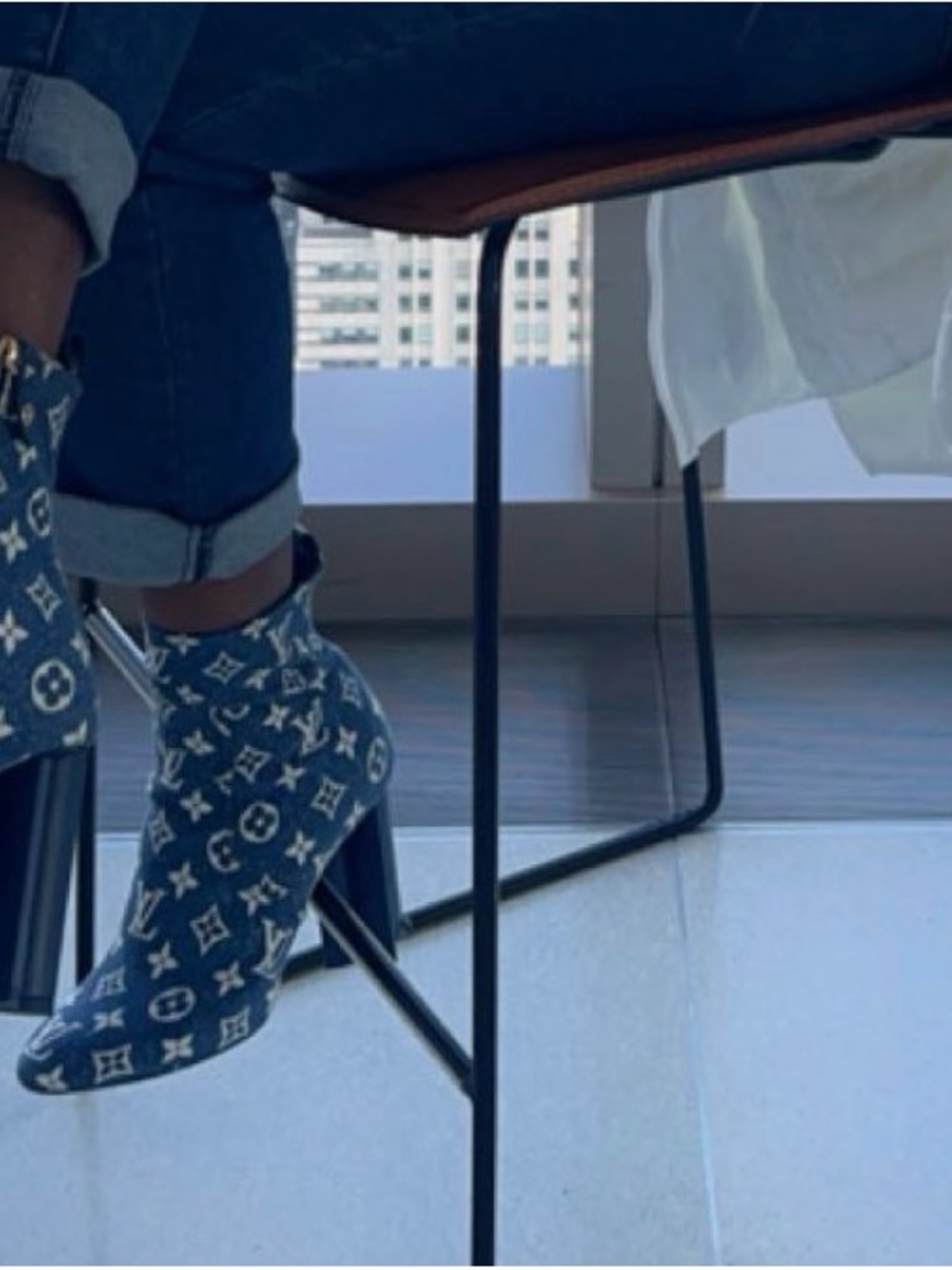Louis Vuitton Monogram Navy Sock Ankle Boots
